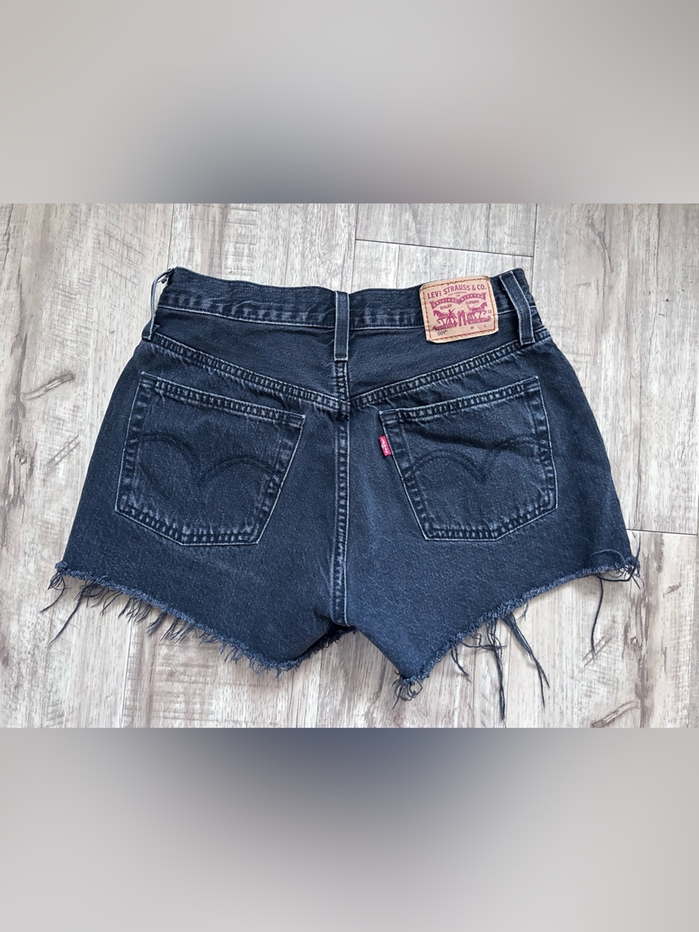 Levi's 501 button fly Black Denim Cutoff Shorts summer closet staple neutral